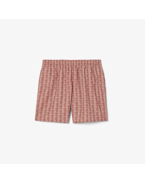 Traje de baño de longitud media con estampado de monogramas Track/Latte