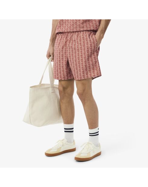 Traje de baño de longitud media con estampado de monogramas Track/Latte