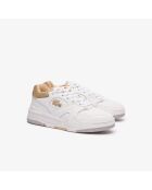 Lineshot Ledersneaker in Weiß/Hellbraun