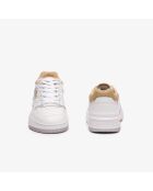 Lineshot Ledersneaker in Weiß/Hellbraun