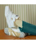 Lineshot Ledersneaker in Weiß/Hellbraun