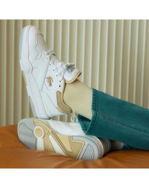 Sneakers Lineshot in pelle bianca/marrone chiaro