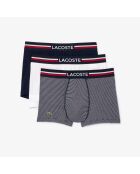 Lot de 3 boxers courts bandes tricolores marine/blanc