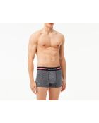 Lot de 3 boxers courts bandes tricolores marine/blanc