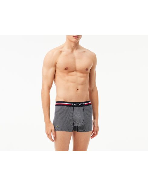 Lot de 3 boxers courts bandes tricolores marine/blanc