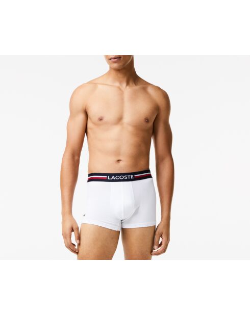 Lot de 3 boxers courts bandes tricolores marine/blanc