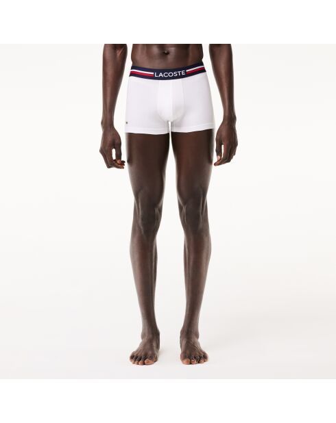 Lot de 3 boxers courts bandes tricolores marine/blanc