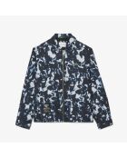 Wasserabweisende Windbreaker-Jacke mit aufgedrucktem Muster in Schwarz/Limette/Calluna