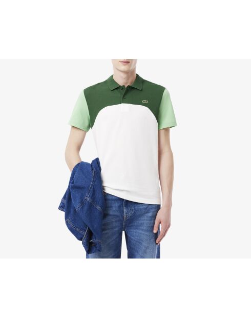 Polo L.12.12 Regular-Fit-Farbblock weiß/liamongrün