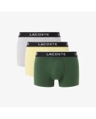 Confezione da 3 boxer corti in cotone elasticizzato verde/giallo/argento porcellana