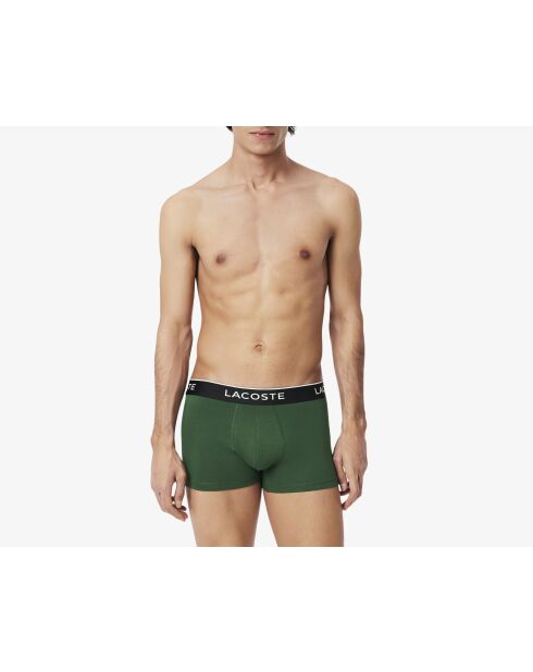 Lot de 3 boxers courts coton stretch vert/jaune/argent chine