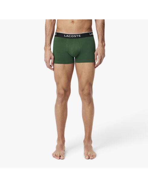 Lot de 3 boxers courts coton stretch vert/jaune/argent chine