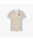 Polo regular fit en mini Piqué rayé farine/Multicolore