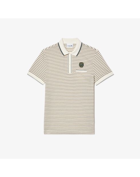 Poloshirt met normale pasvorm in meel/meerkleurig gestreept minipiqué