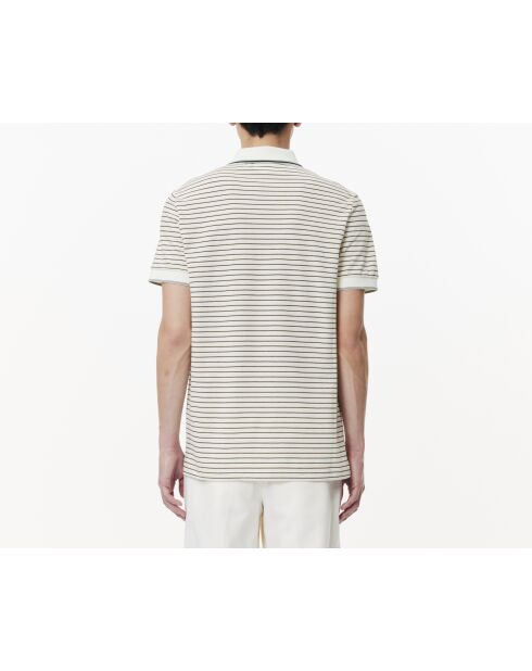 Poloshirt met normale pasvorm in meel/meerkleurig gestreept minipiqué