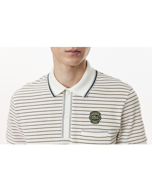 Poloshirt met normale pasvorm in meel/meerkleurig gestreept minipiqué