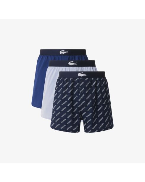 Confezione da 3 boxer in cotone tinta unita con stampa blu navy/metilene/tropicale