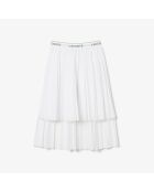 Weißer, asymmetrischer, mittellanger Faltenrock