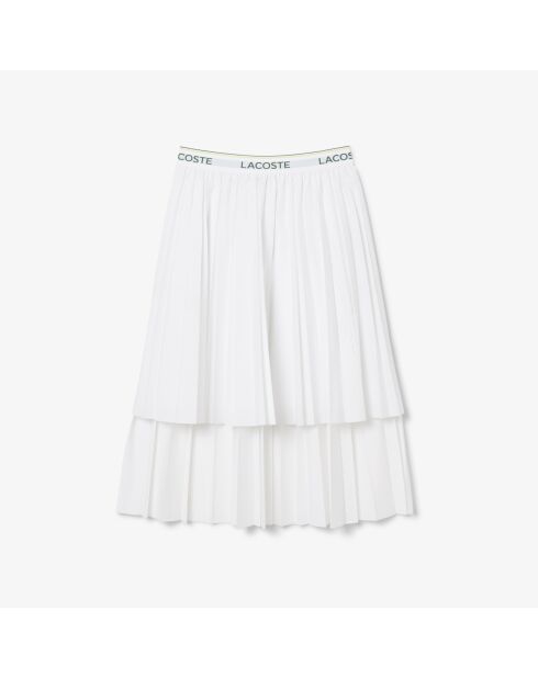 Weißer, asymmetrischer, mittellanger Faltenrock