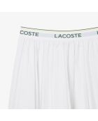 Weißer, asymmetrischer, mittellanger Faltenrock