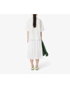 Weißer, asymmetrischer, mittellanger Faltenrock