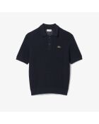 Marineblauwe polotrui van zwaar katoen met korte mouwen