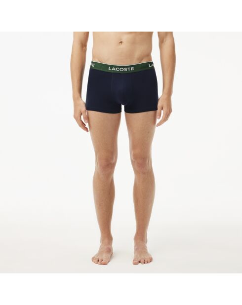 Lot de 3 boxers courts ceinture siglée marine/vert-rouge-marine