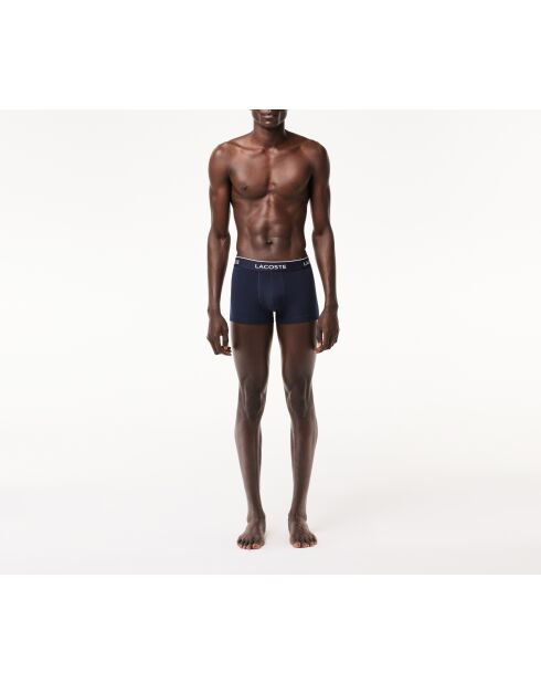 Lot de 3 boxers courts ceinture siglée marine/vert-rouge-marine