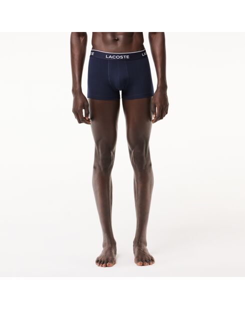 Lot de 3 boxers courts ceinture siglée marine/vert-rouge-marine