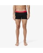 Lot de 3 boxers courts coton stretch noir/grenadine/ananas