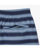 Korte zwemshort met strepen in limoen/Falcon-marineblauw