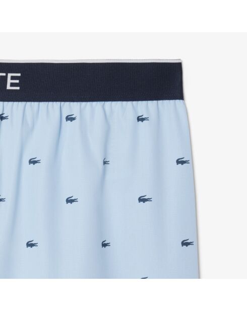 Pyjamabroek in popeline met panorama/marineblauwe print