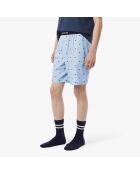 Pyjamabroek in popeline met panorama/marineblauwe print