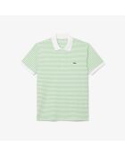 L.12.12 Poloshirt in klassischer Passform aus Petit Piqué, gestreift, weiß/liamone