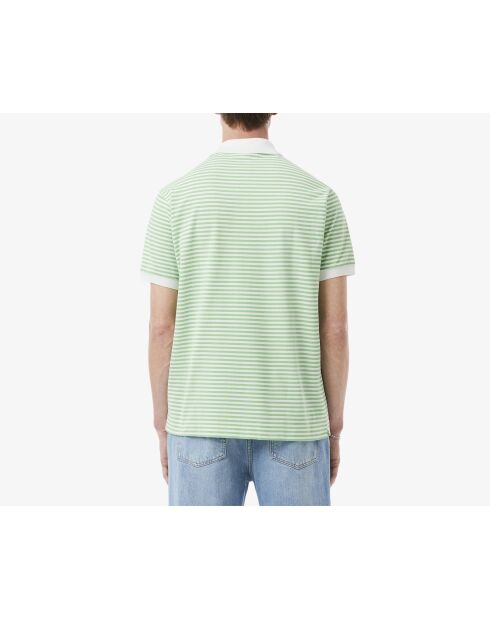 L.12.12 Poloshirt met klassieke pasvorm in Petit Piqué, gestreept wit/liamone