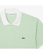 L.12.12 Poloshirt in klassischer Passform aus Petit Piqué, gestreift, weiß/liamone