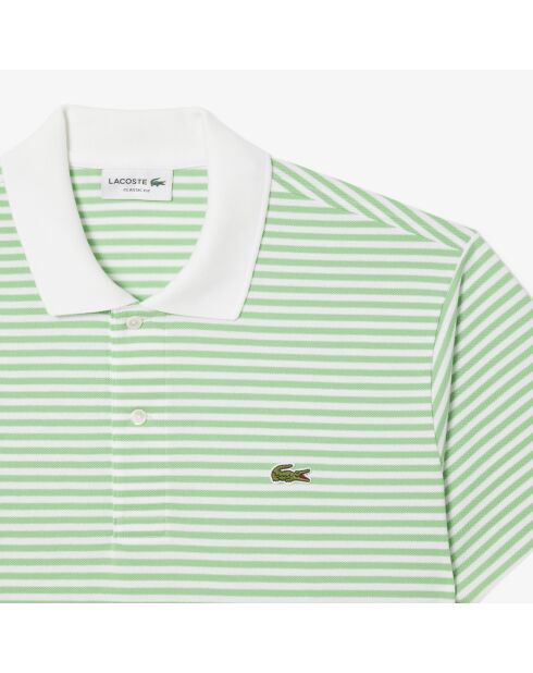 L.12.12 Poloshirt met klassieke pasvorm in Petit Piqué, gestreept wit/liamone