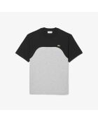 China/schwarzes T-Shirt aus Baumwolljersey mit Farbblockmuster