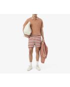 Pantalones cortos de baño Angora/Latte-Piste a rayas