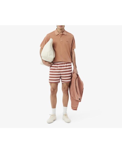 Pantalones cortos de baño Angora/Latte-Piste a rayas