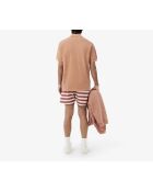 Pantalones cortos de baño Angora/Latte-Piste a rayas