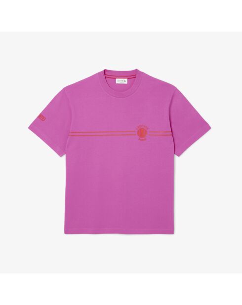 Bedrucktes und besticktes T-Shirt aus Baumwolljersey mit Malva