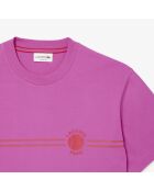 Bedrucktes und besticktes T-Shirt aus Baumwolljersey mit Malva