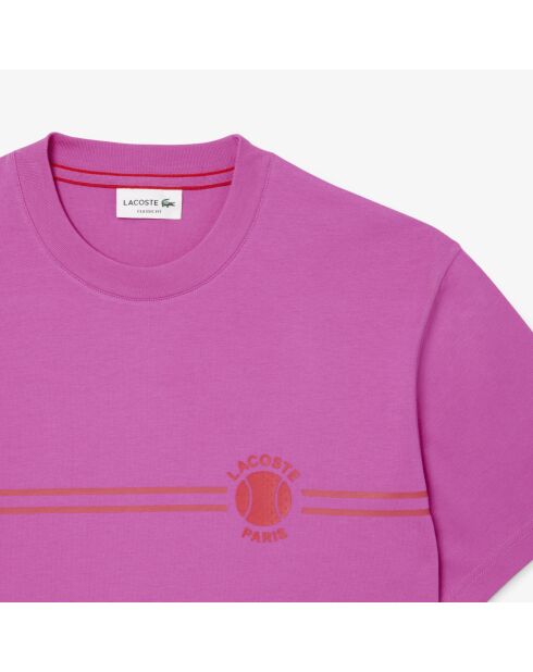 Bedrucktes und besticktes T-Shirt aus Baumwolljersey mit Malva