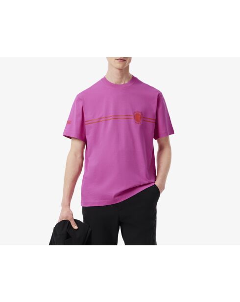 Bedrucktes und besticktes T-Shirt aus Baumwolljersey mit Malva