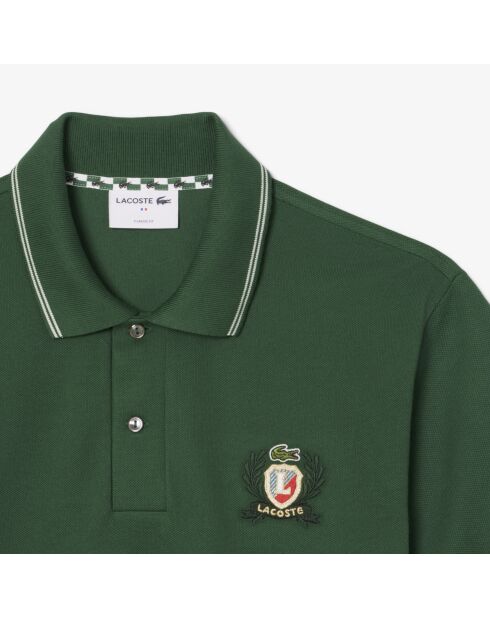 L.12.12 poloshirt met klassieke pasvorm, geborduurd groen wapenschild
