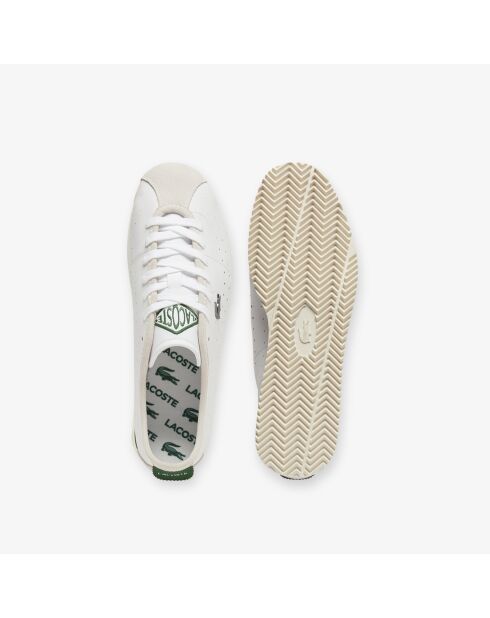 Wit/donkergroene leren Club-Low sneakers