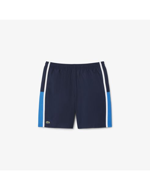 Lichte tennisshort met gekleurde banden marineblauw/zigeunerwit