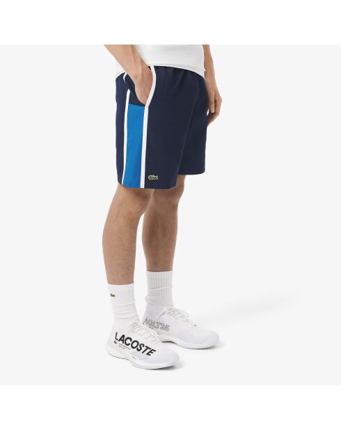 Lichte tennisshort met gekleurde banden marineblauw/zigeunerwit