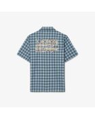 Golfshirt met normale pasvorm, UV-bescherming, kalksteen/marineblauw